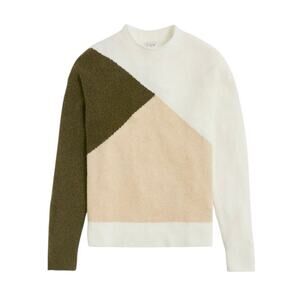 NWT J.Crew Factory Colorblock Mockneck Sweater Extra Soft Khaki Olive Large